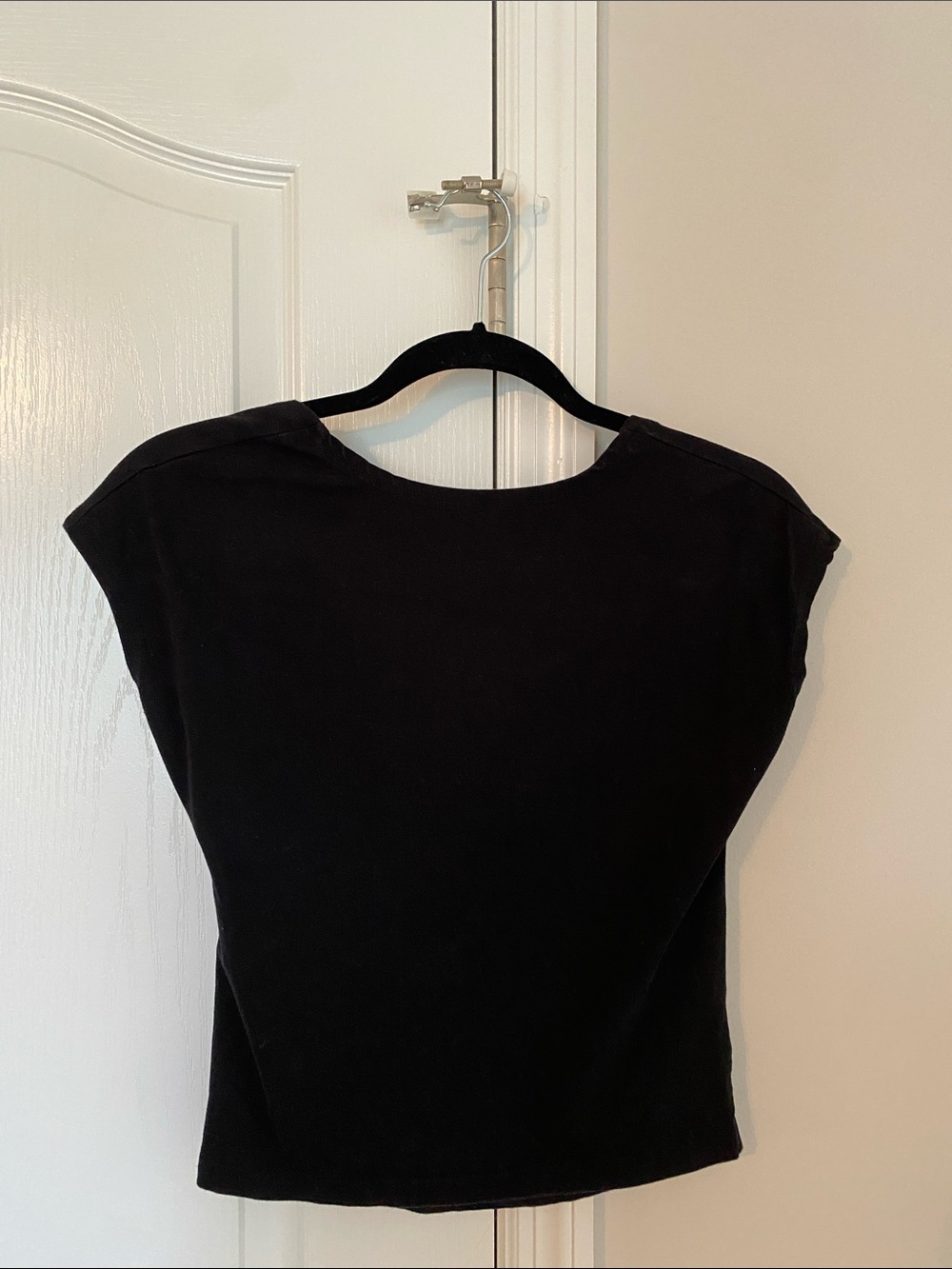 Black Backless Cap Sleeve Top